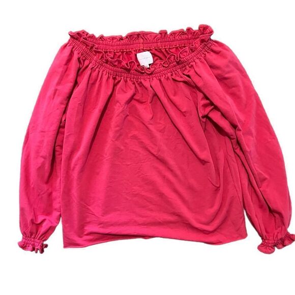 Sundays Bella Off the Shoulder Blouse Top Teaberry Pink Size 3 - Picture 2 of 5